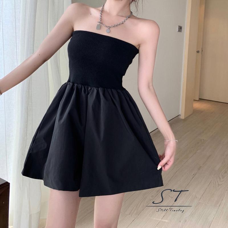 Bộ Áo Liền Quần Hai Dây Hở Lưng Màu Trơn Thời Trang Mùa Hè CY03