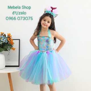 Set váy tutu nàng tiên cá Ariel xòe bồng xinh xắn có ảnh thật phía sau