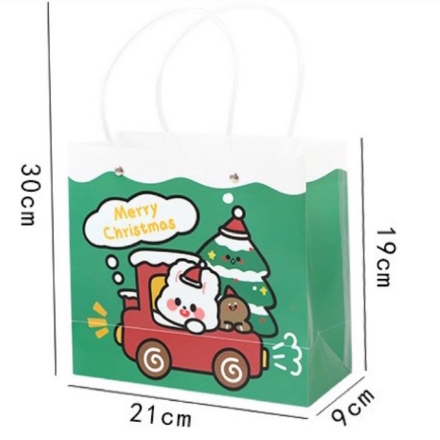 Túi đựng quà chủ đề giáng sinh, túi xách noel chất liệu nhựa