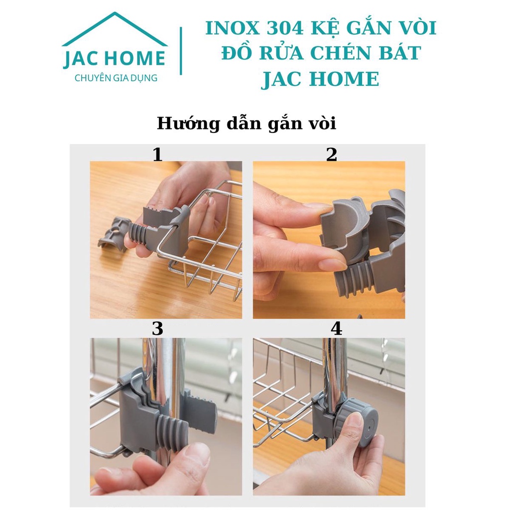 Kệ gắn vòi INOX 304 khay treo vòi nước rửa chén vòi sen JacHome