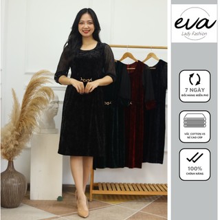 Đầm trung niên lụa Evaclothing J01 ,váy thun trung niên cao cấp 2022