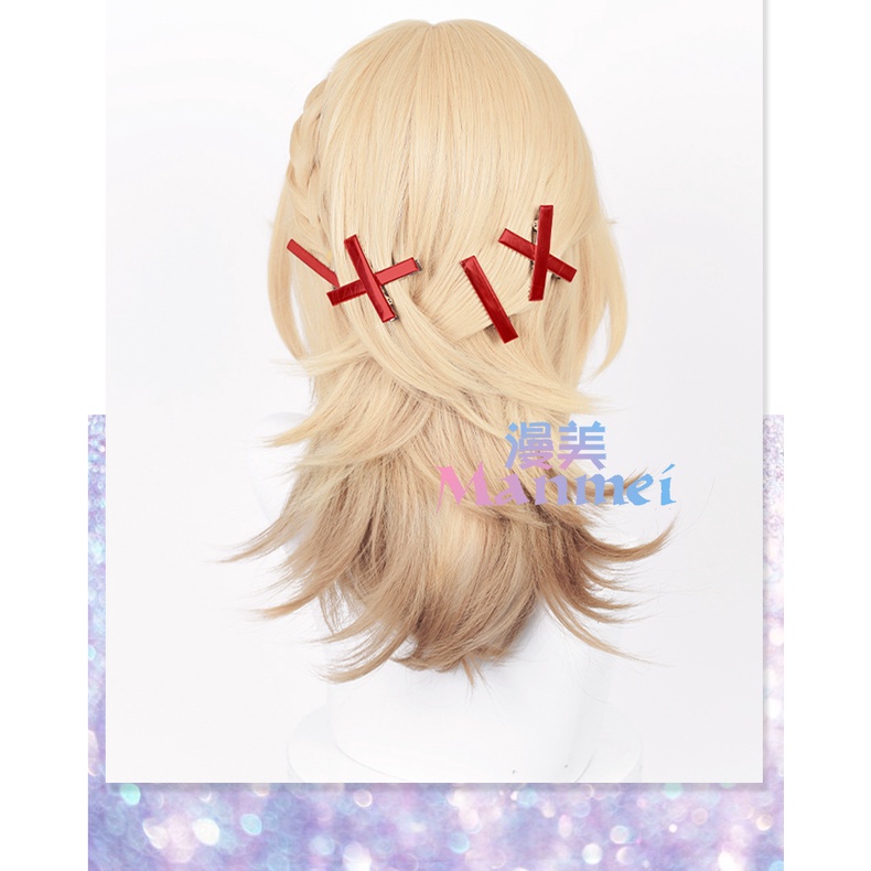 Manmei Genshin Impact Kaveh Cosplay Wig Braided Linen Gold Hair Anime Heat Resistant Synthetic Wigs