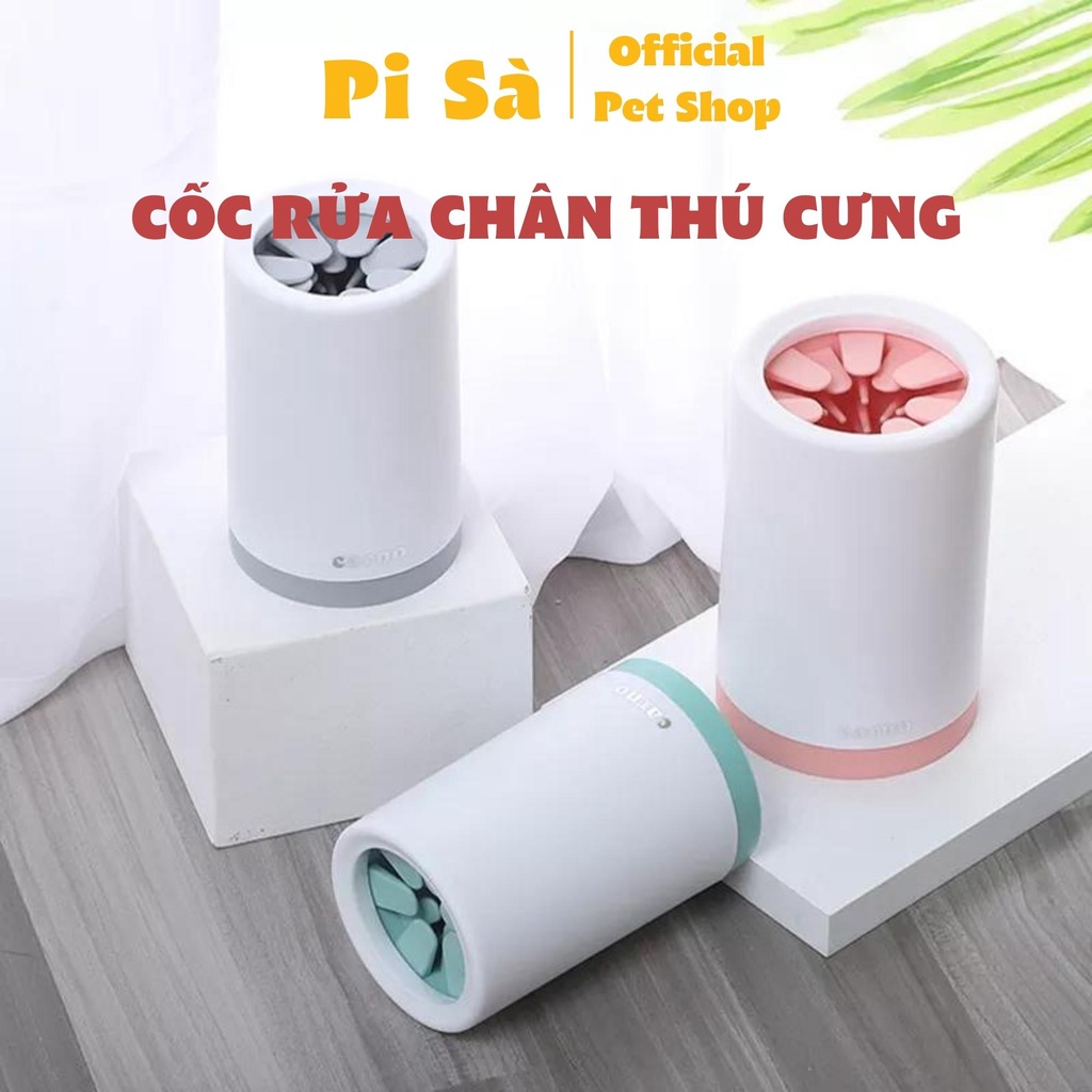 Cốc rửa chân cho chó mèo cao cấp | Dụng cụ vệ sinh chân thú cưng silicon tháo lắp tiện lợi - Pi Sà Pet Shop