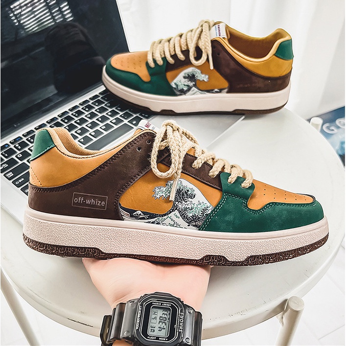 Giày sneaker thể thao da nam cao cấp D110, phong cách trẻ trung năng động, đế cao su non đi cực êm