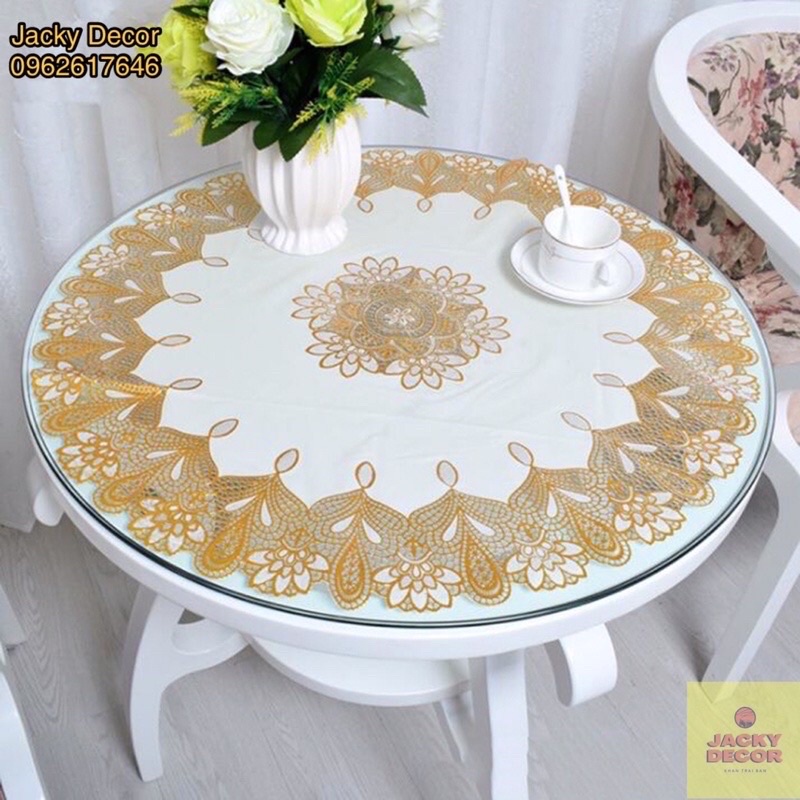 Khăn Trải Bàn Tròn Nhựa PVC trải bàn phòng khách, bàn ăn, lót lọ hoa, lót kệ tivi, tủ lạnh, lót bát đĩa