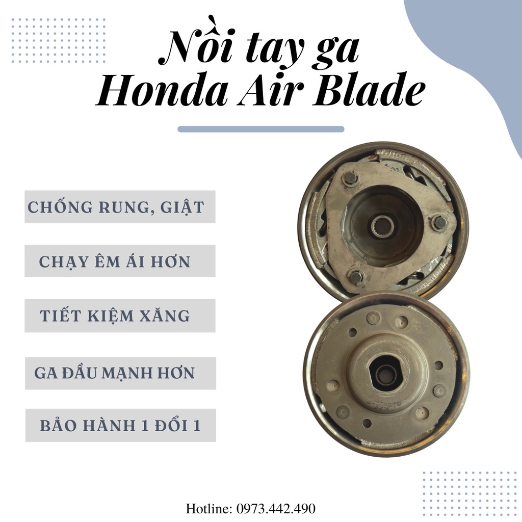 Nồi sau tay ga Honda AB110, AB125, AB150 (gồm chuông, ba càng, đế nồi, vĩ ba càng, lò xo, cao su)