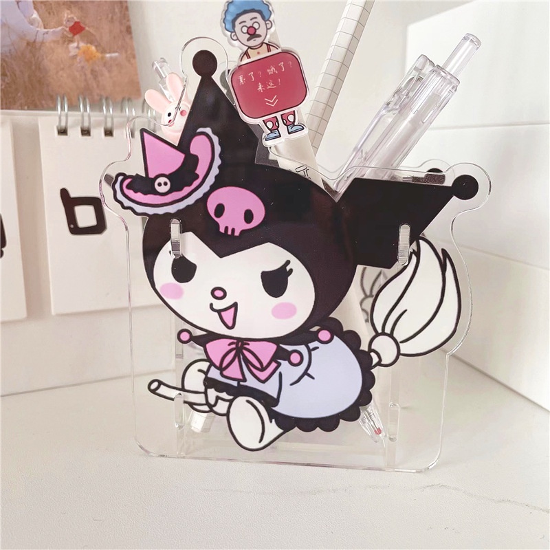 Ống Đựng Bút Bằng Acrylic Trong Suốt Họa Tiết Hoạt Hình Dễ Thương Đa Năng Giá Đỡ