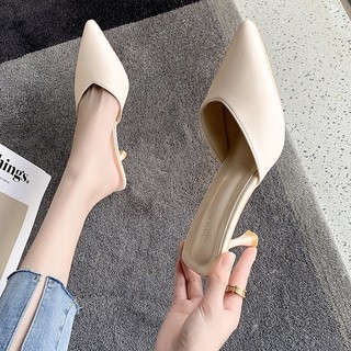 Giày sục không gót mũi nhọn da trơn mã 881