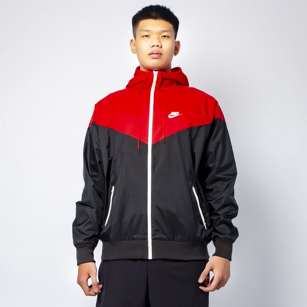 Áo Khoác Nam Nike Chính Hãng Thể Thao Windrunner Hooded Jacket - Đen / Đỏ