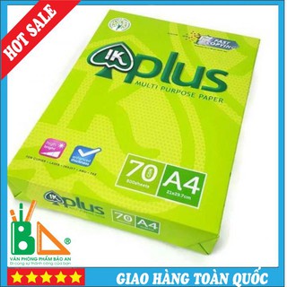 Giấy In IK Plus A4 - ĐL 70gsm 500 Tờ ( đóng 1 thùng 5 tập ) phù hợp cho văn phòng, trường học