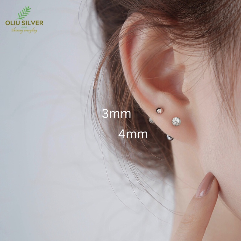 Bông Tai Bạc S925 Mini Dot Tròn Chốt Bi Vặn Trẻ Trung Cá Tính | Khuyên Tai Nữ Trang Sức Bạc Thời Trang