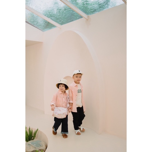 Áo sơ mi tay dài đũi Hàn P'ti Chou thiết kế cho bé trai và bé gái (1-7 tuổi)