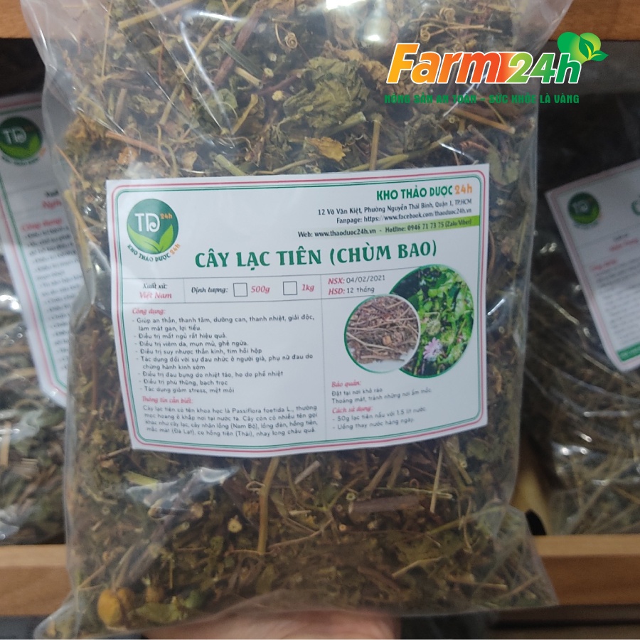Cây lạc tiên (nhãn lồng, chùm bao) giúp an thần ngủ ngon, thanh nhiệt mát gan, thư giãn tinh thần [500 gr] | Farm24h