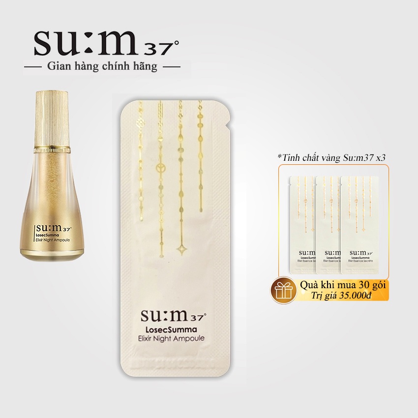 Tinh chất ban đêm Sum37 LosecSumma Elixir Night Ampoule 1ml/gói - Tinh chất vàng ban đêm Sum; tinh chất vàng Sum