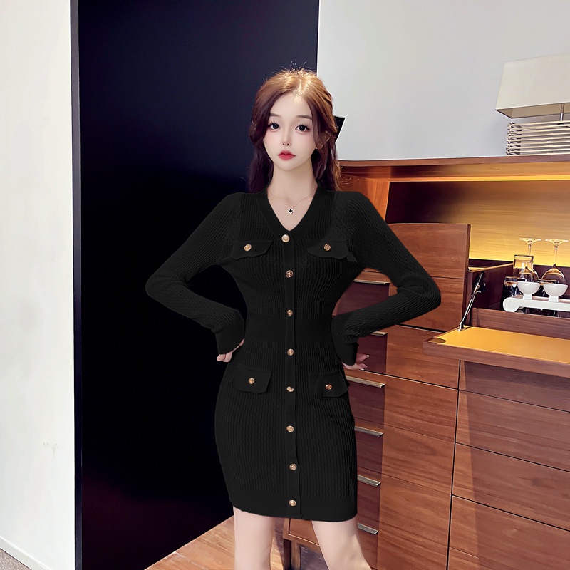 Đầm Dệt Kim Cổ Chữ V Dáng Ôm Thời Trang Dành Cho Nữ