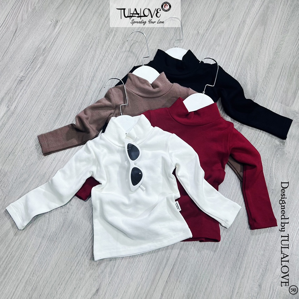 Áo Thu Đông Bé Gái Cao Cổ 5 Phân Vải Thun Tăm Lông Cực Đẹp, Áo Bé Gái Tulalove