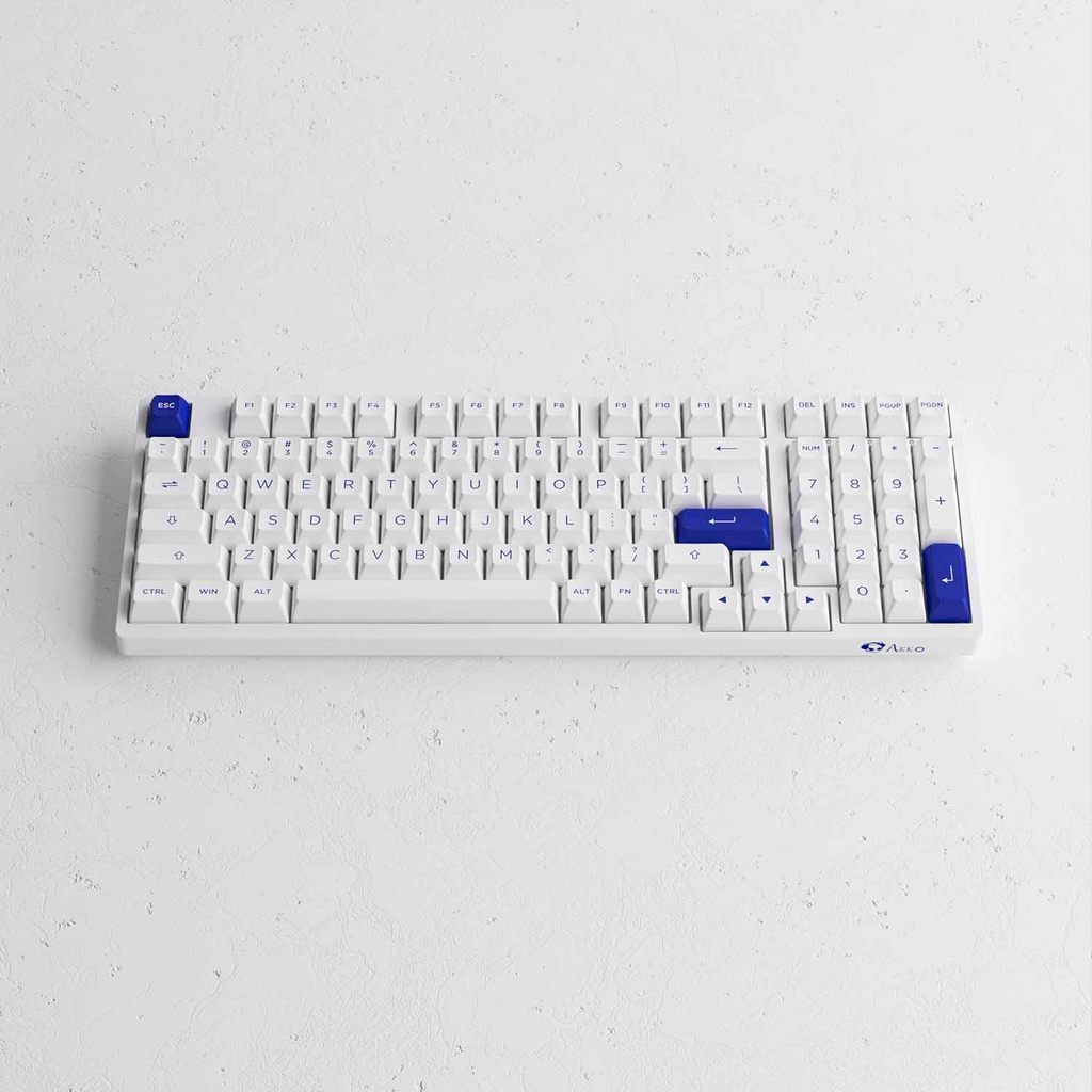 Bàn Phím Cơ Máy Tính Không Dây - AKKO 3098B Blue On White | Bluetooth & Wireless 2.4 | LED RGB