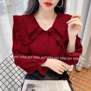 Áo Sơ Mi Chiffon Tay Dài Cổ Búp Bê