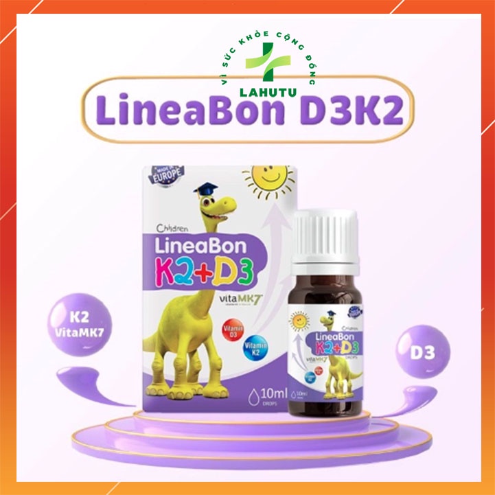 Vitamin cho trẻ sơ sinh Lineabon D3 K2 bổ sung Canxi tăng cường sức đề kháng LAHUTU [Lọ 10ml]