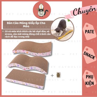 Bàn cào móng giấy có catnip kích thích mèo giải trí xả stress chống cào phá đồ đạc