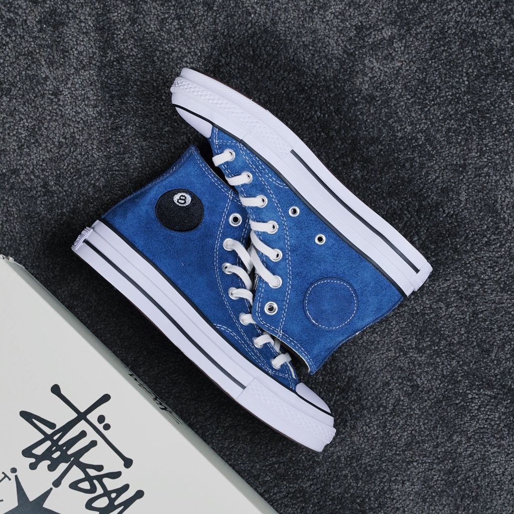 Giày Sneaker Converse x Stussy Cổ Cao Màu Xanh Dương Thời Trang Cho Nam Và Nữ B37 Số 8