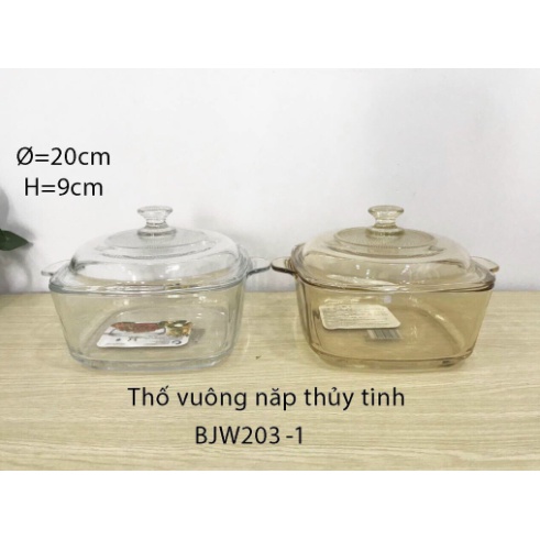 Nồi âu thủy tinh vàng vuông / tròn cao cấp- Nồi Thuỷ Tinh vàng quay lò vi sóng, không đun nấu , chịu nhiệt 140 độ C