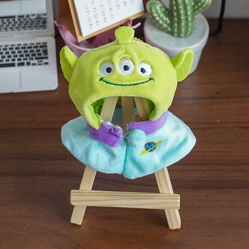 Búp Bê Nhồi Bông Ba Mắt Nhỏ Hình Stitch Mặc Áo Choàng Dễ Thương Thay Thế 10CM