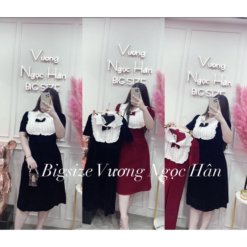 ĐẦM NHUNG PHỐI CỔ TRẮNG BIGSIZE ( ngắn và dài )