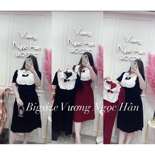 Đầm nhung phối cổ trắng bigsize