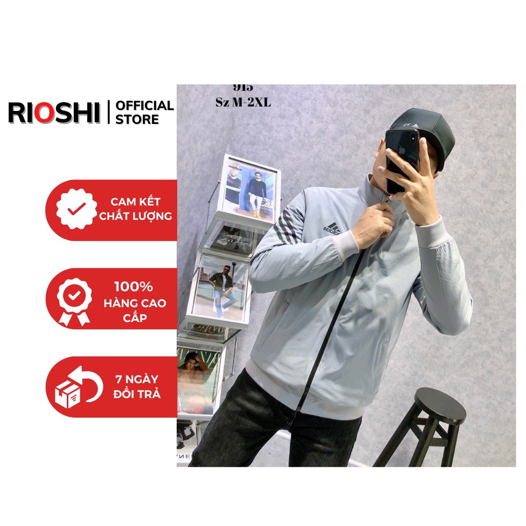 Áo khoác gió nam adidas có sọc kẻ Hàng cao cấp Rioshi RO915 Áo khoác mùa đông bền đẹp