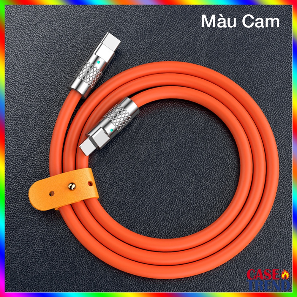 Cáp Sạc Nhanh 27W Có LED Type C-L Cho IP Dây Dài 1.2M To 6mm Siêu Bền Chống Đứt Gãy
