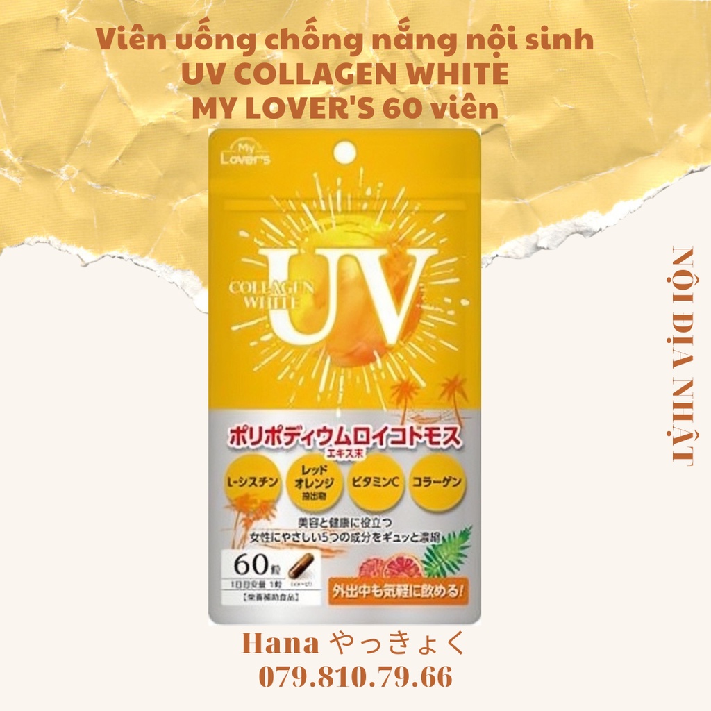 (Nội địa Nhật) VIÊN UỐNG CHỐNG NẮNG TRẮNG DA UV COLLAGEN WHITE MY LOVER'S