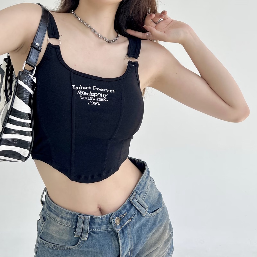 Áo Ngực Croptop Hai Dây Chất Cotton Co Dãn Thoáng Mát Xinh Xắn DORIS 231