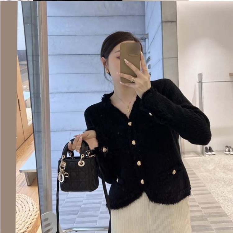 IELGYÁo cardigan Dệt Kim Tay Dài Dáng Rộng Cổ Chữ V Màu Sắc Ngọt Ngào Cho Nữ