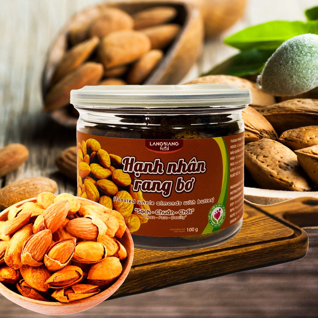 Hạt hạnh nhân rang bơ Mỹ, hũ 100g