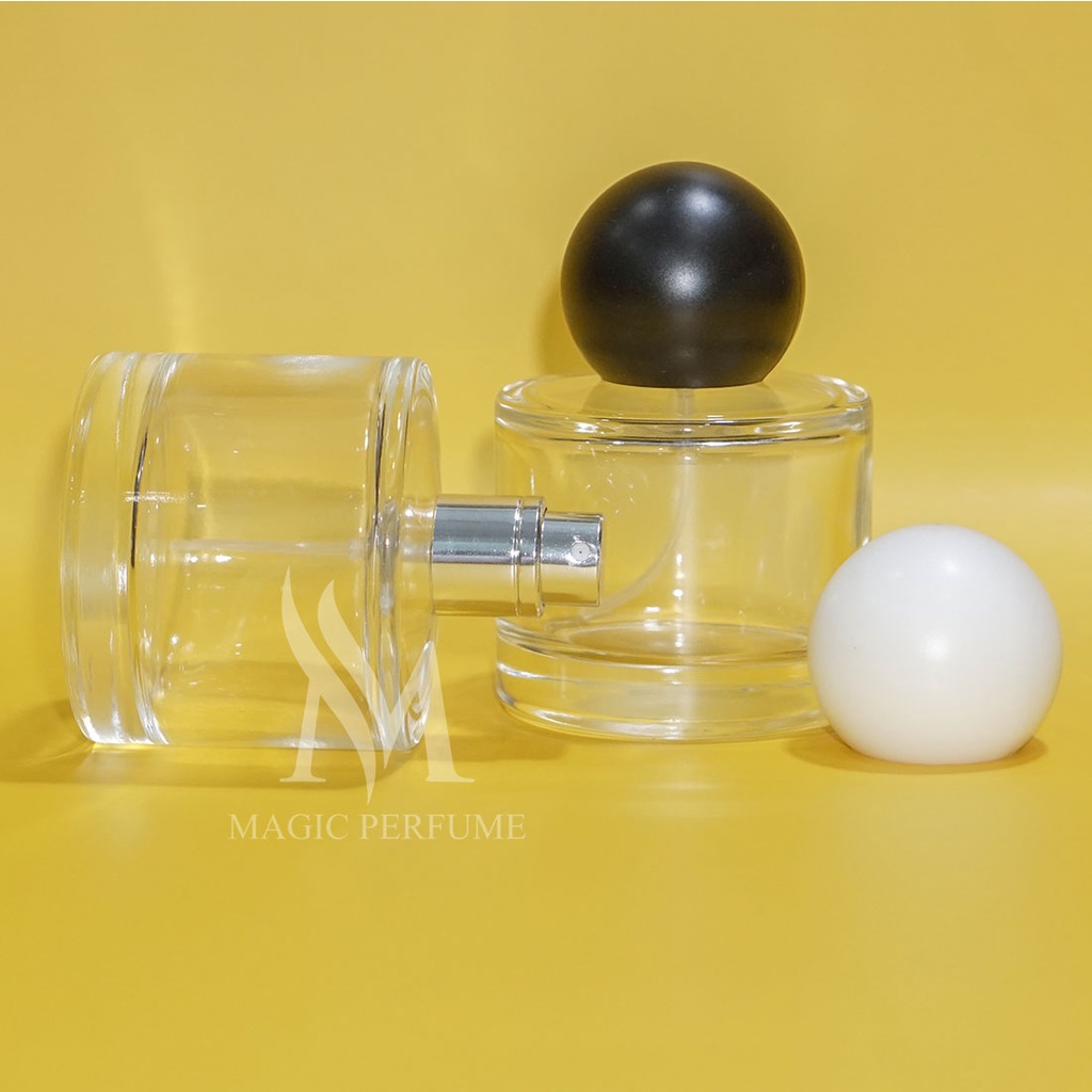 Chai lọ đụng nước hoa thủy tinh trụ ngắn nắp tròn 50ml dạng xịt phun sương