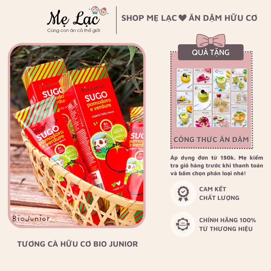 Sốt tương cà chua hữu cơ Bio Junior cho bé ăn dặm từ 8 tháng tuổi
