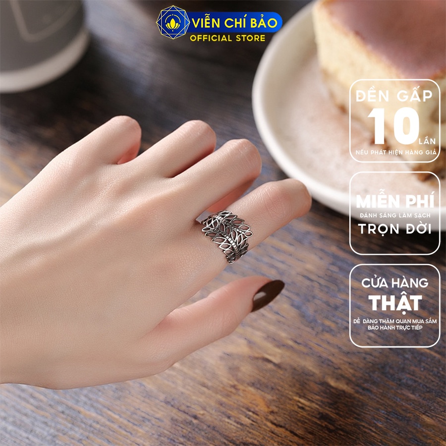 Nhẫn bạc nữ hình lá bản to chất liệu bạc Thái 925 thời trang phụ kiện trang sức Viễn Chí Bảo N000070