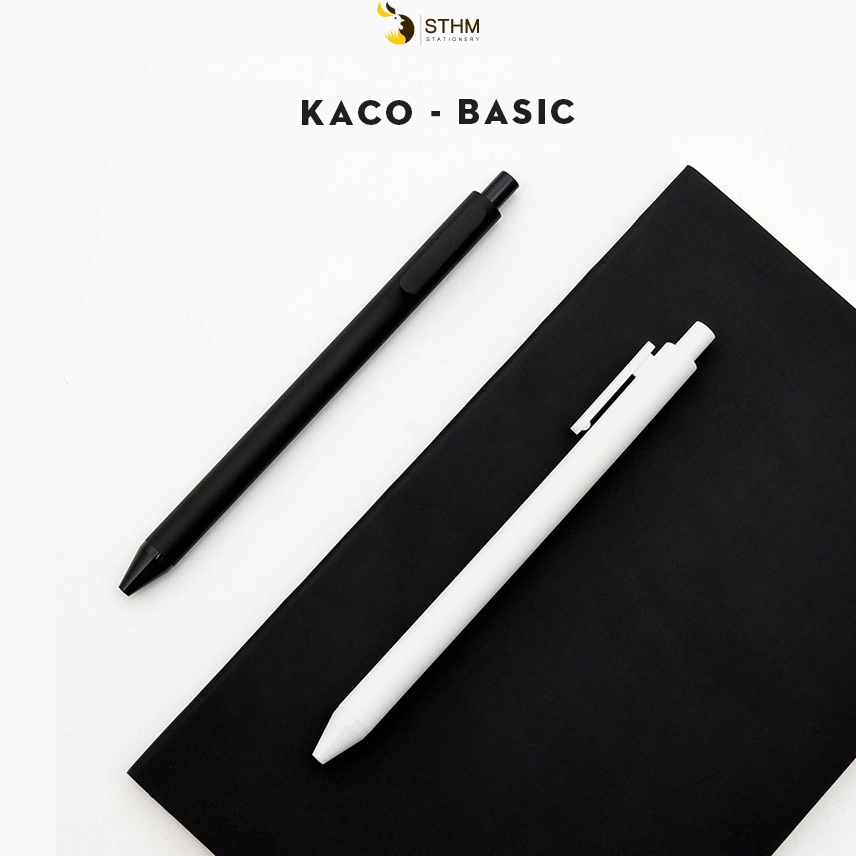 [STHM stationery] - Kacogreen Basic - Bút gel đen 0.5mm - Vỏ bút trắng và đen