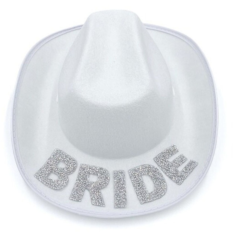 Mũ Cao Bồi Đính Đá Màu Trắng Cho Nữ