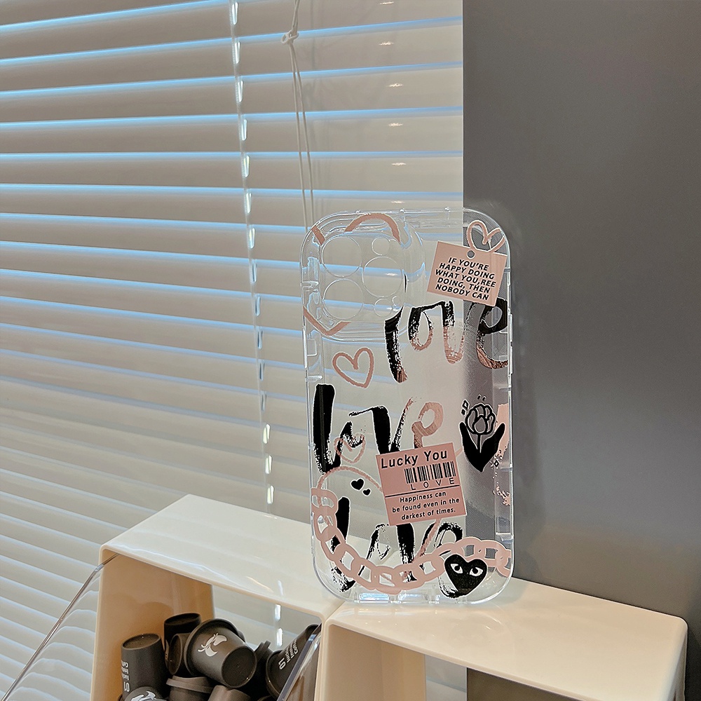 Ốp Điện Thoại Túi Khí Chống Va Đập In Hình Trái Tim Cho IPhone 14promax 14pro 13promax 12 11