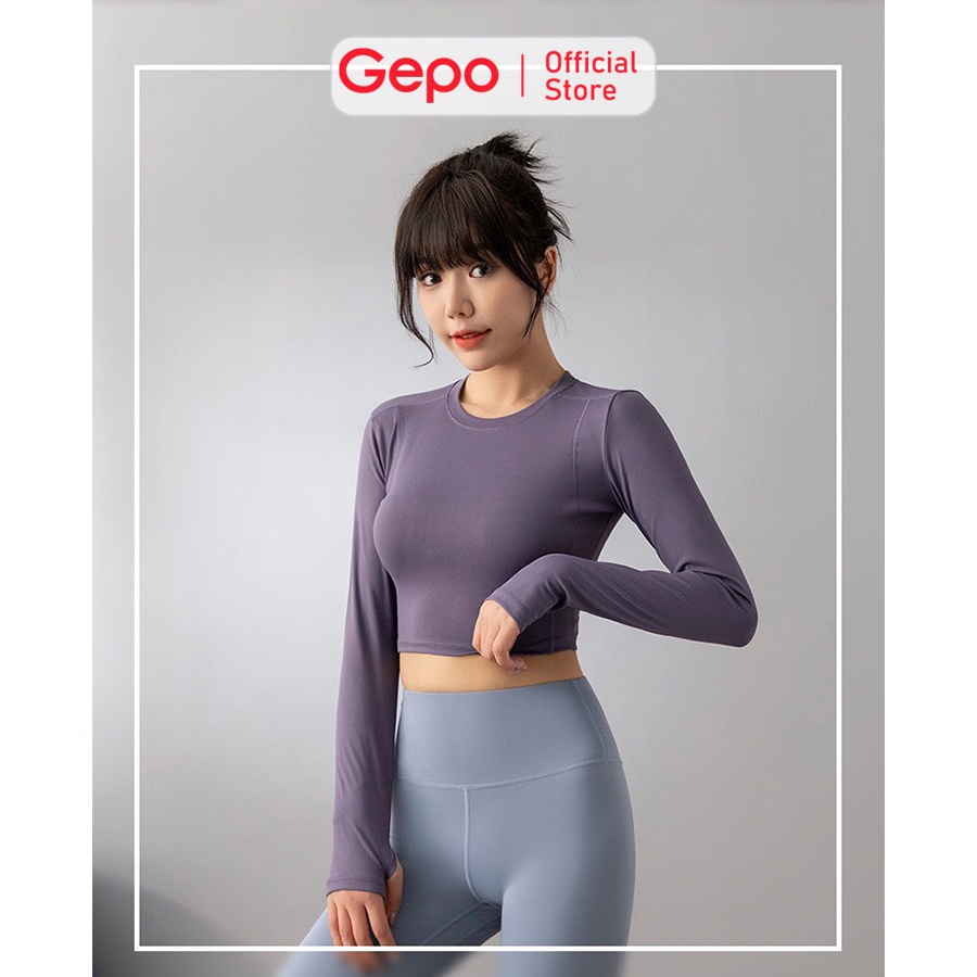 Áo croptop dài tay tập gym,yoga nữ ôm body GEPO GP211