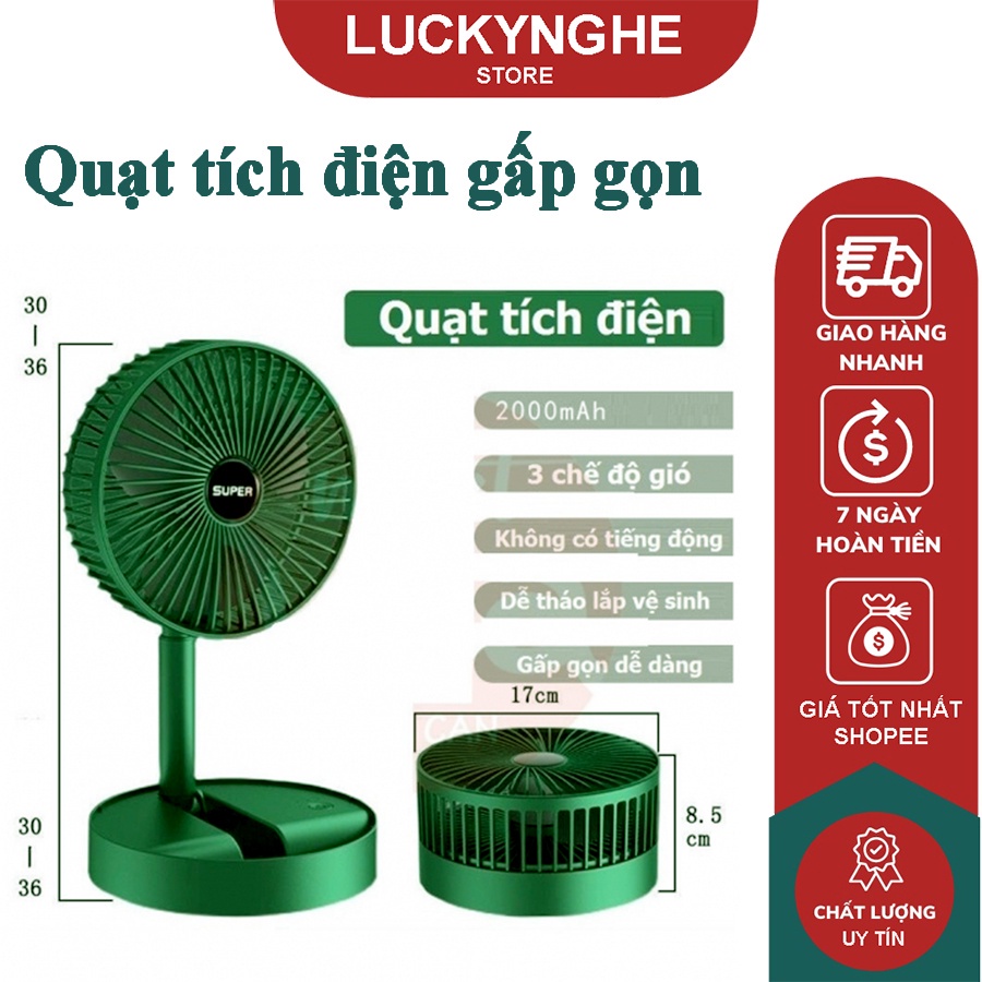 Quạt Tích Điện Mini 3 Chế Độ Để Bàn Cao Cấp Quạt để bàn gấp gọn FS-21 cực mát,pin trâu