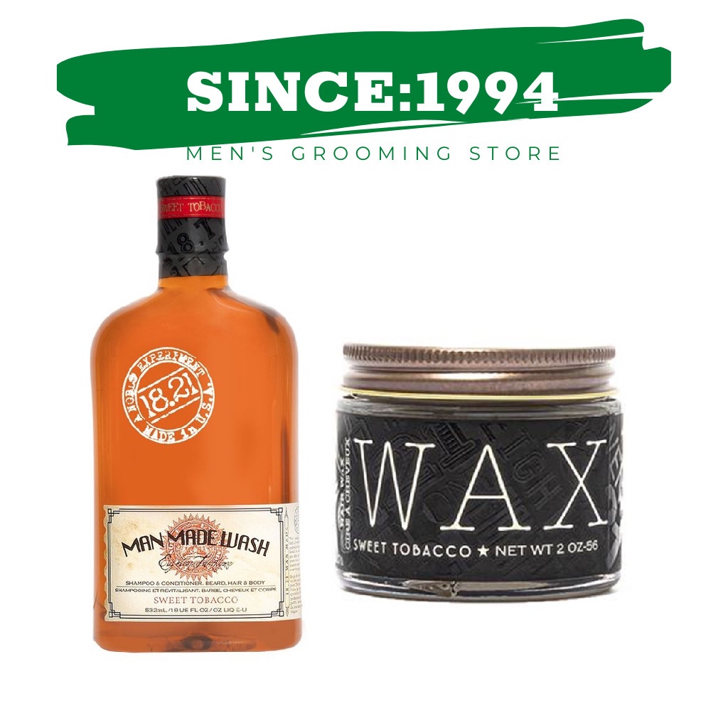 [Chính Hãng USA] Combo Dầu Gội Xả Tắm 3 In 1 18.21 Man Made Wash và Sáp Vuốt Tóc Nam 18.21 Man Made Wax