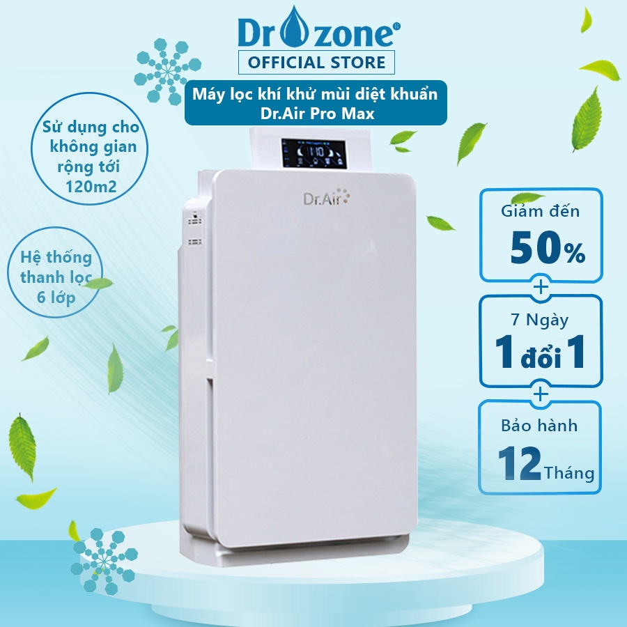 Máy lọc không khí khử mùi diệt khuẩn Dr.Ozone Pro Max công suất lớn dùng cho phòng 30 -120m2 MLKK01 [ HSVN Global ]
