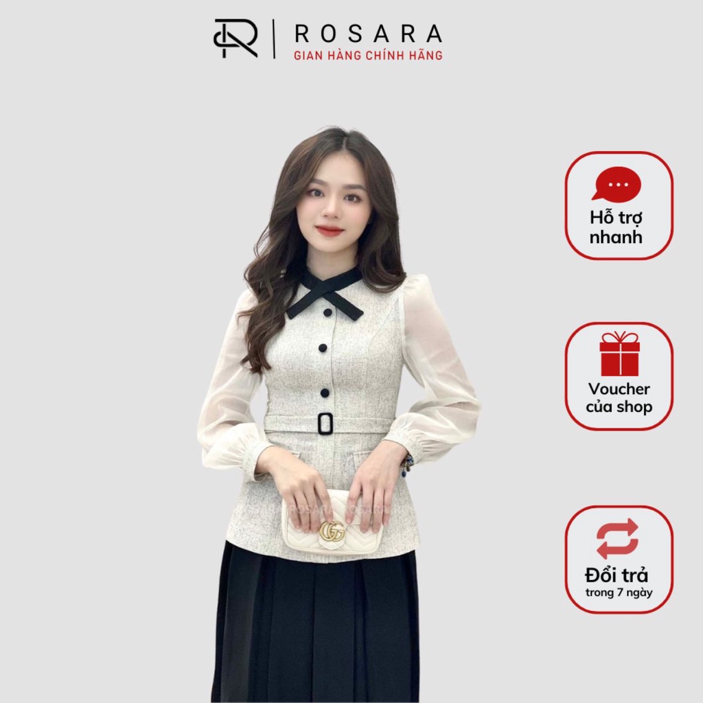 Áo Sơ Mi Peplum Thời Trang Nữ Phối Tay Tơ Công Sở Thời Trang Rosara G126