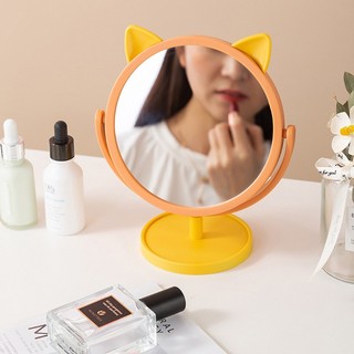 Gương để bàn, gương cầm tay hình tai mèo nhiều màu sắc dễ thương