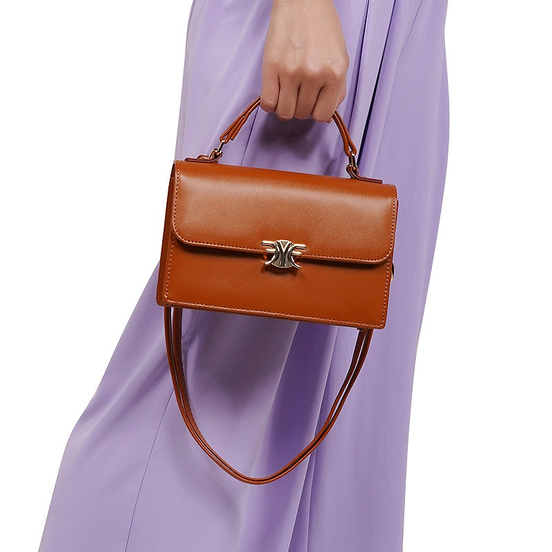 Túi Đeo Chéo Hình Vuông Nhỏ Có Khóa Kim Loại Thời Trang Cho Nữ