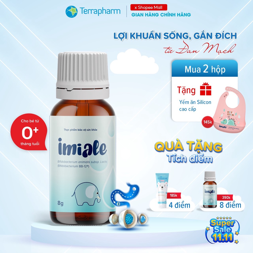 Men vi sinh IMIALE cho bé, hỗ trợ cải thiện biếng ăn, rối loạn tiêu hóa, tăng sức đề kháng - Lọ 8ml