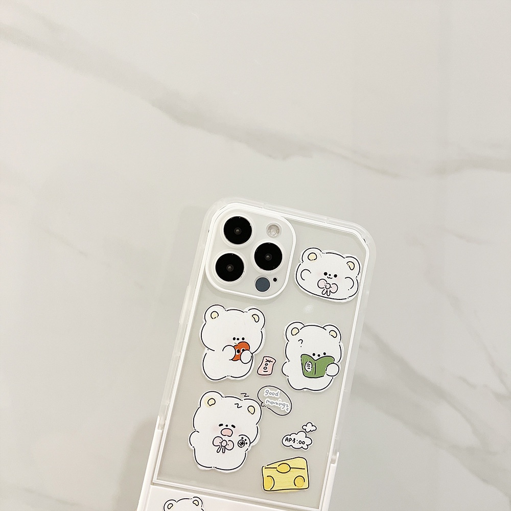 Ốp iphone Gấu Trắng Kèm Giá Đỡ 13promax/ 13pro/ 13/ 12promax/ 12pro/ 12/ 11/ 11promax/ x/ xsmax/ 7plus/ 8plus - Ina Case